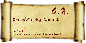 Orszáczky Nanett névjegykártya